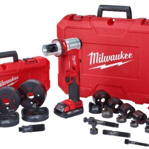 Milwaukee M18 18V Lithium-Ion 1/2 in. to 4 in. Force Logic High Capacity Cordless Knockout Tool Kit w/Die Set 3.0 Ah Batteries