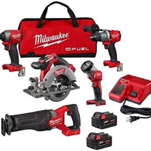 Milwaukee M18 FUEL 18-Volt Lithium-Ion Brushless Cordless Combo Kit 5-Tool with Compact Router, Jig Saw and 18-Gauge Brad Nailer