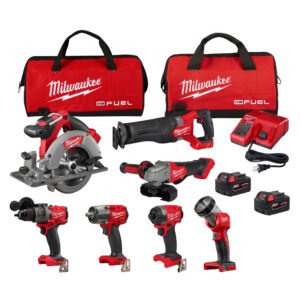 Milwaukee M18 FUEL 18V Lithium-Ion Brushless Cordless Combo Kit with Two 5,0 Ah Batteries 7-Tool w Multi-Tool & Jig Saw