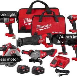 Milwaukee M18 18V Lithium-Ion Cordless Combo Tool Kit 6-Tool w Two Additional 5.0 Ah Batteries