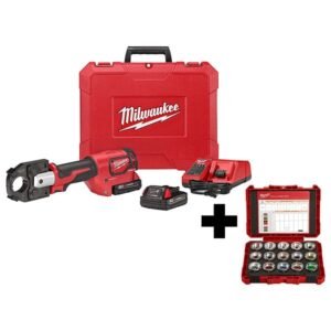 Milwaukee M18 18V Lithium-Ion Cordless FORCE LOGIC 600 MCM Crimper Kit W 2 2.0Ah Batteries, Charger, Hard Case & Die Set Kit