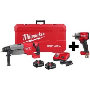 Milwaukee M18 FUEL ONE-KEY 18V Lithium-Ion Brushless Cordless 1-1/4 in. SDSPlus D-Handle Rotary Hammer Kit & 1/2 in. Impact Wrench