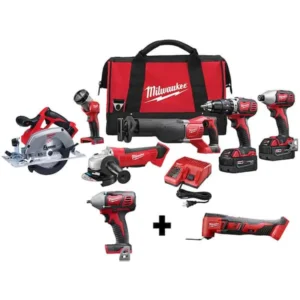 Milwaukee M18 18V Lithium-Ion Cordless Combo Tool Kit 6-Tool w 3/8 in Impact Wrench and Oscillating Multi Tool