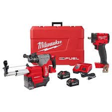 Milwaukee M18 FUEL 18V Lithium-Ion Brushless 1-1/8 in. Cordless SDS-Plus Rotary Hammer/Dust Extractor Kit w/SURGE Impact Driver