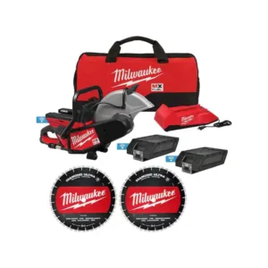 Milwaukee MX FUEL Lithium-Ion Cordless 14 in Cut Off Saw Kit with 2 Batteries and Charger + 14 in. Diamond Blade (2-Pack)