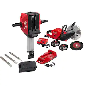 Milwaukee MX FUEL Li-Ion Cordless 1-1/8 in Breaker Kit with M18 FUEL ONE-KEY 18-Volt Li-Ion Brushless 9 in Cut Off Saw Kit