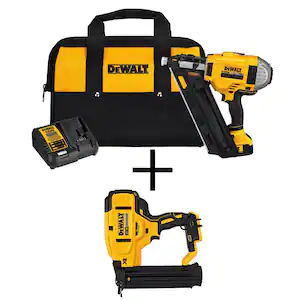 DEWALT 20-Volt MAX XR Lithium-Ion 30° Cordless Brushless 2-Speed Framing Nailer Kit and 18-Gauge Brad Nailer (Tool Only)