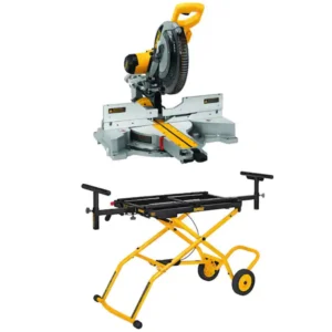 DEWALT 15 Amp Corded 12 in. Double Bevel Sliding Compound Miter Saw with 32-1/2 in. x 60 in. Rolling Miter Saw Stand