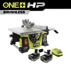 RYOBI ONE+ HP 18V Brushless Cordless 8-1/4 in. Compact Portable Jobsite Table Saw Kit with 2 4.0 Ah Batteries and Charger