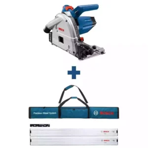 Bosch 6-1/2 in. 13 Amp Corded Track Saw and 63 in. Aluminum Tracks with Carrying Bag