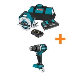 Makita 18V X2 LXT (36V) Brushless 7-1/4 in. Circular Saw Kit 5.0Ah with 18V LXT 1/2 in. Brushless Hammer Driver-Drill